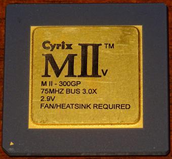 Cyrix CPU MII 300GP CPU, 75 MHz Bus x3,  Prozessor Sockel 7 (Goldcap) 1995-98